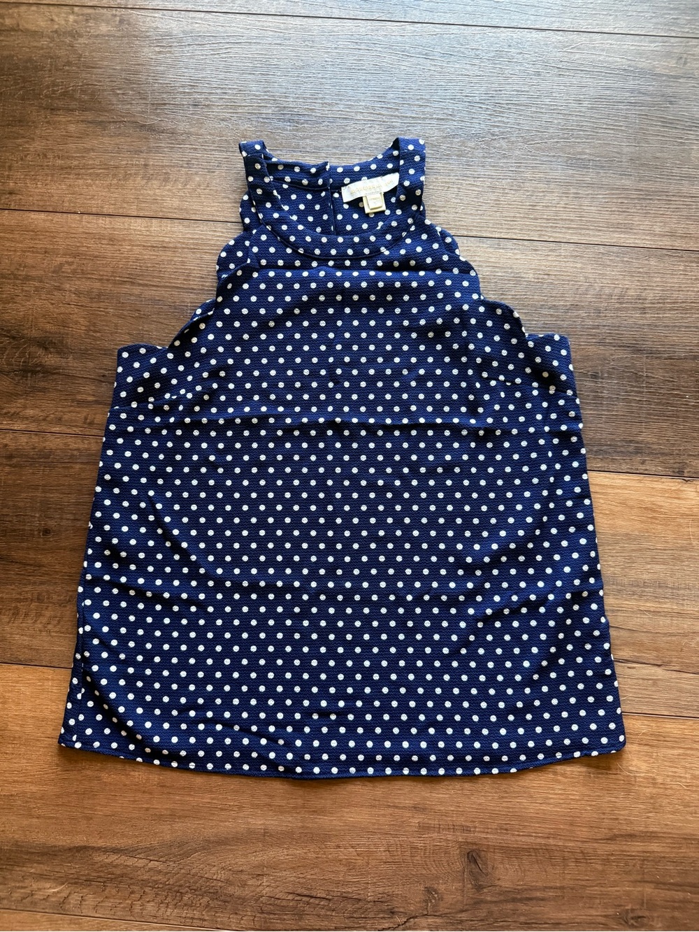 Monteau Navy & White Polka Dot Sleeveless Blouse